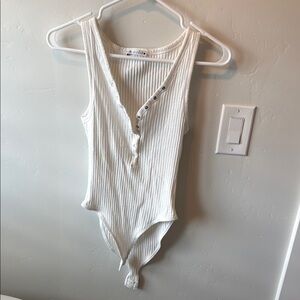 Zara Ribbed Button-Up Bodysuit